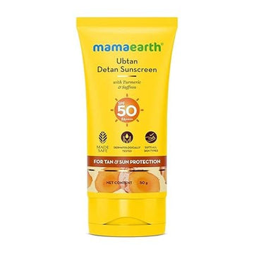 Mama Earth - Ubtan Detan Sunscreen with Turmeric & Saffron SPF 50 PA+++ (50g)