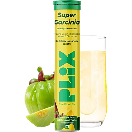 Plix - Super Garcinia Bubbly Effervescent Daily Fizzy to Manage Appetite Pineapple Masala Flavour Tablets (15N)