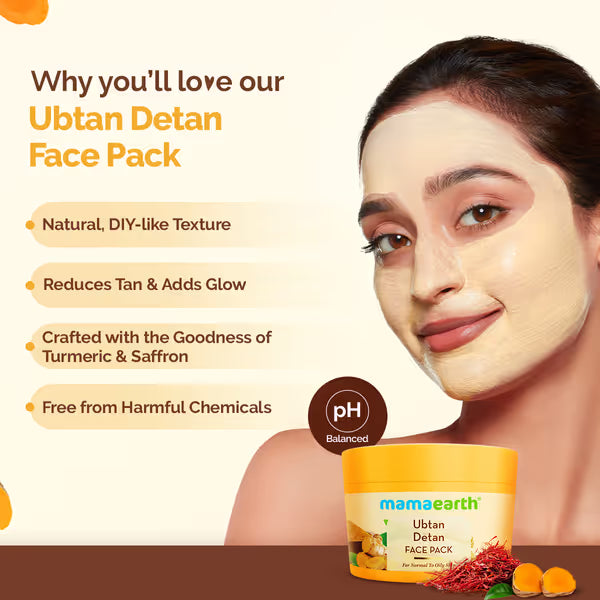 Mama Earth  - Ubtan Detan Face Pack For Normal To Oily Skin (200g)
