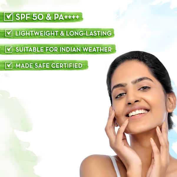 Mama Earth - Ultra Light Indian Sunscreen with Carrot Seed & Turmeric SPF 50 PA+++ (80g)