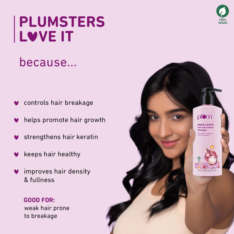 Plum - Onion and Biotin Sulphate free & Paraben Free Shampoo (250mL)