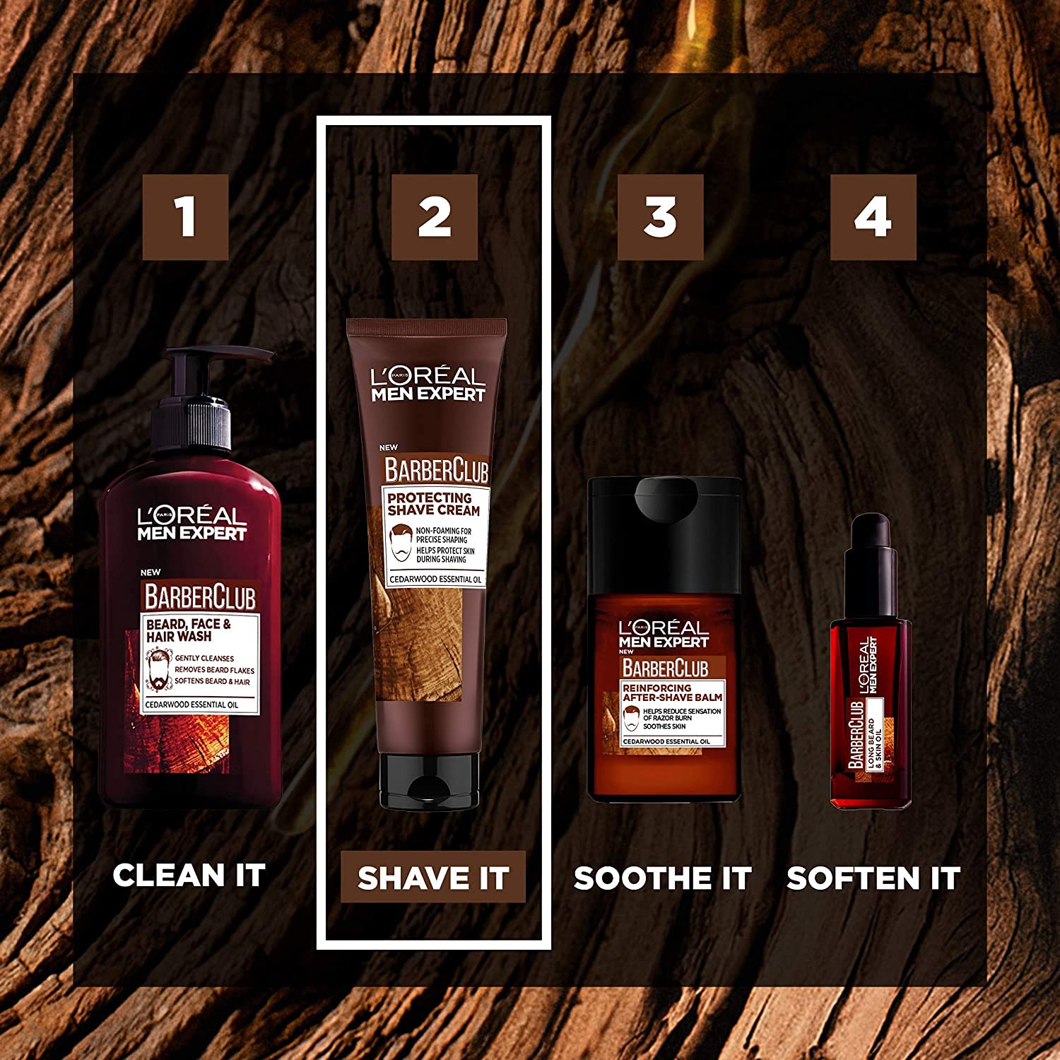Loreal - Men Expert Barber Club Protecting Shave Cream Cedar Wood Essential Oil (150Ml)