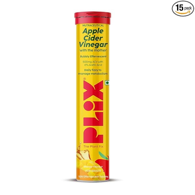 Plix - Apple Cider Vinegar Daily Fizzy To Manage Weight Mango Flavour Tablets (15N)