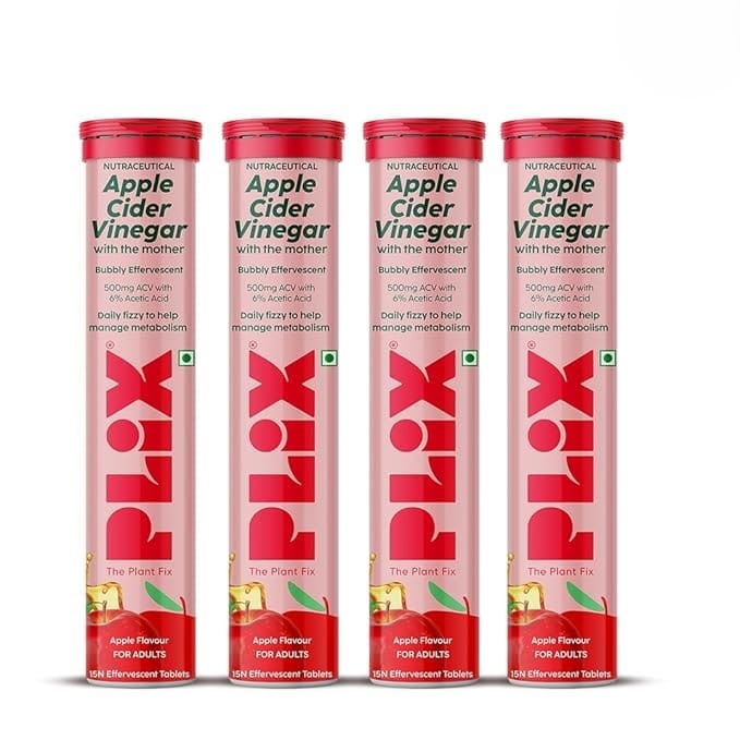 Plix - Apple Cider Vinegar Daily Fizzy To Help Manage Metabolism (Pack Of 4 Tubes)
