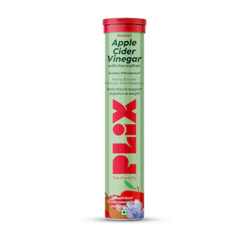 Plix - Apple Cider Vinegar With the mother bubbly effervescent daily fizzy to support digestion & weight apple Flavour Tablets (15N)