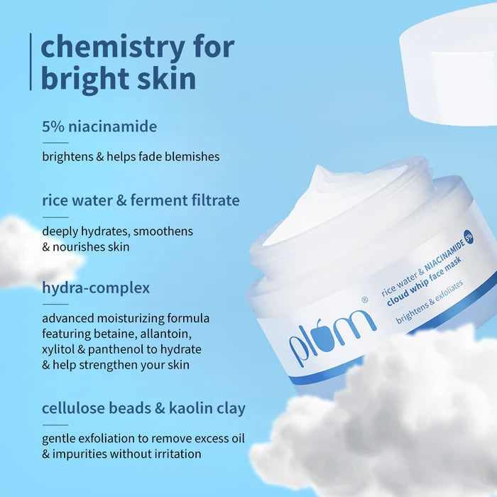 Plum - Rice Water & Niacinamide 5% Cloud Whip Face Mask (50g)