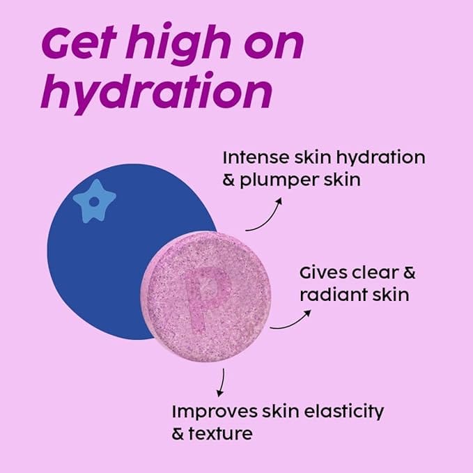 Plix - Dewy Skin Bubbly Effervescent Daily Fizzy For Intense Hydration Blueberry Flavour Tablets (15N)