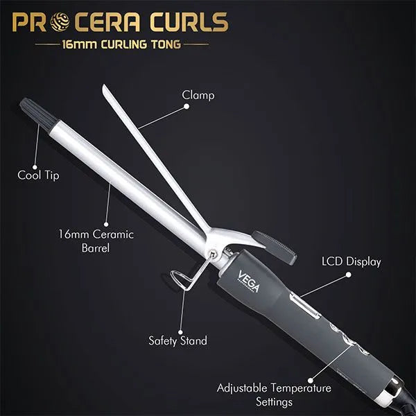 Vega - Pro Cera Curls 16mm Hair Curler - (VPMCT-01)