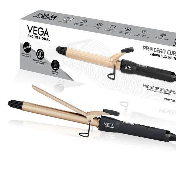Vega – Pro Cera Curls 22mm Curling Tong  - (VPMCT 03)