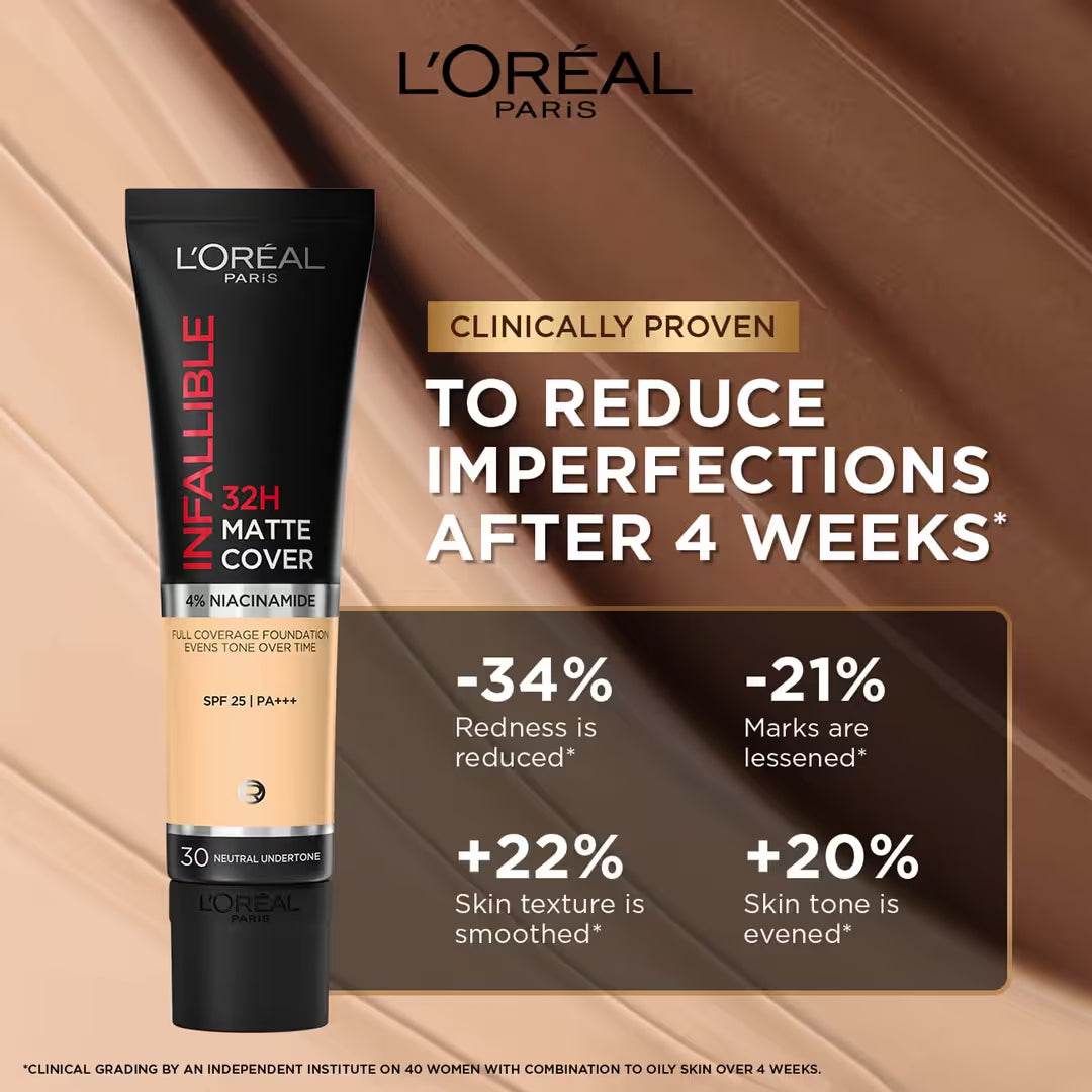 Loreal Paris - Infaliable 32H Matte Cover Full Coverage Foundation SPF 25 PA +++(30ML)