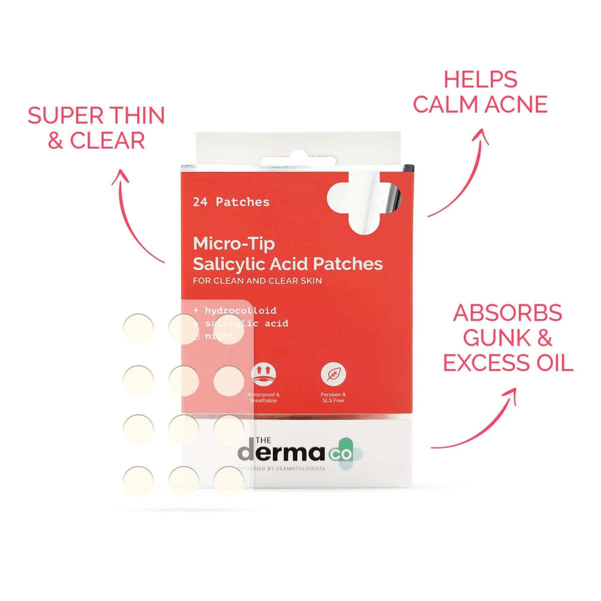 The Derma - Micro-Tip Salicylic Acid Patches with Hydrocolloid - 24 Patches