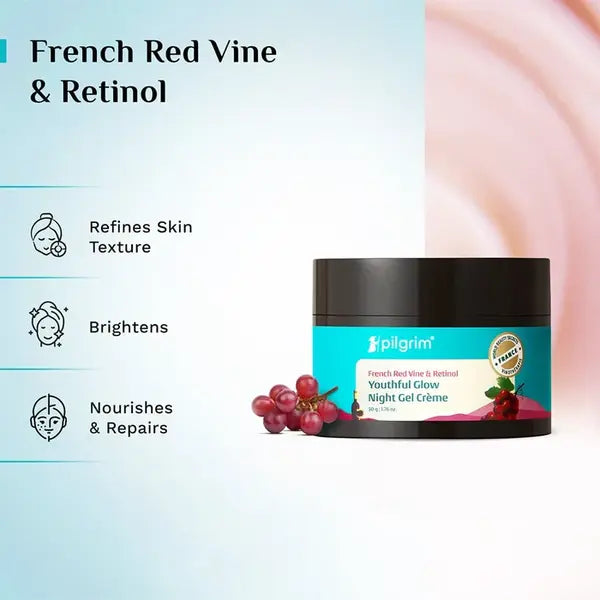 Pilgrim - French Red Vine Retinol Youthful Glow Night Gel Cream (50g)