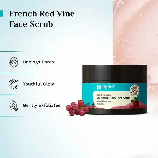 Pilgrim - French Red Vine Youthful Glow Face Scrub (50g)