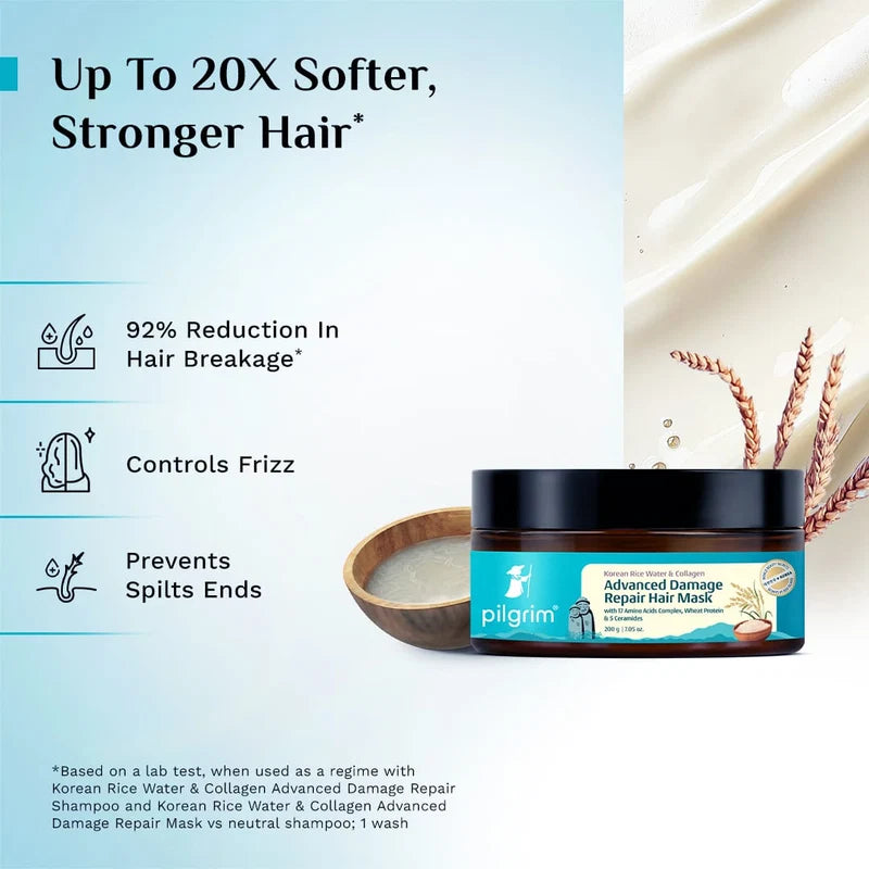 Pilgrim - Korean Rice Water & Collagen Advanced Damage Repair Hair Mask (200ml)