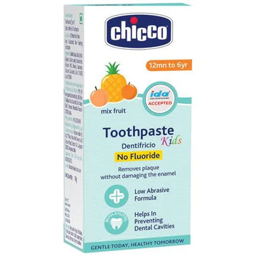 Chicco - Mix Fruit Toothpaste - No Fluoride, Prevents Dental Cavity, For 12 Months To 6 Year Kids (50g)