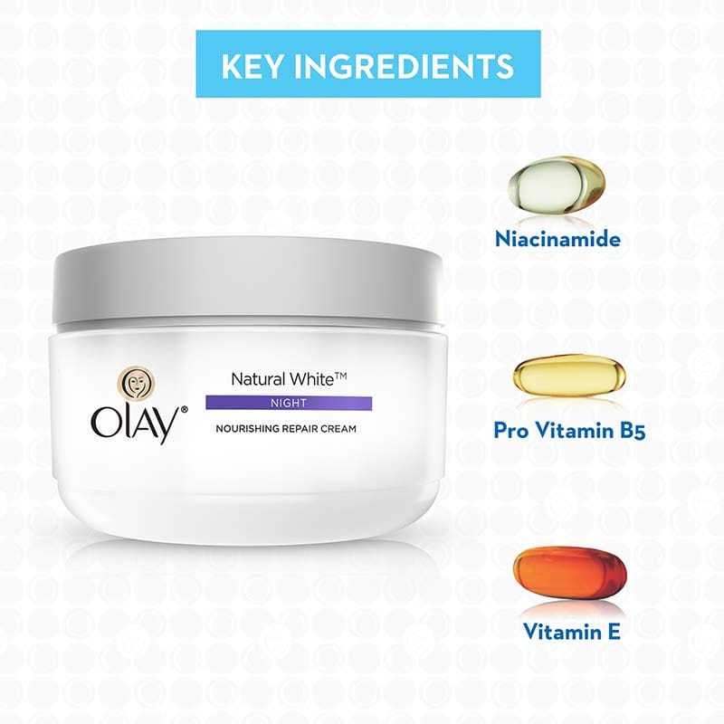 Olay - Natural White 7 IN ONE Nourishing Night Repair Cream (50gm)