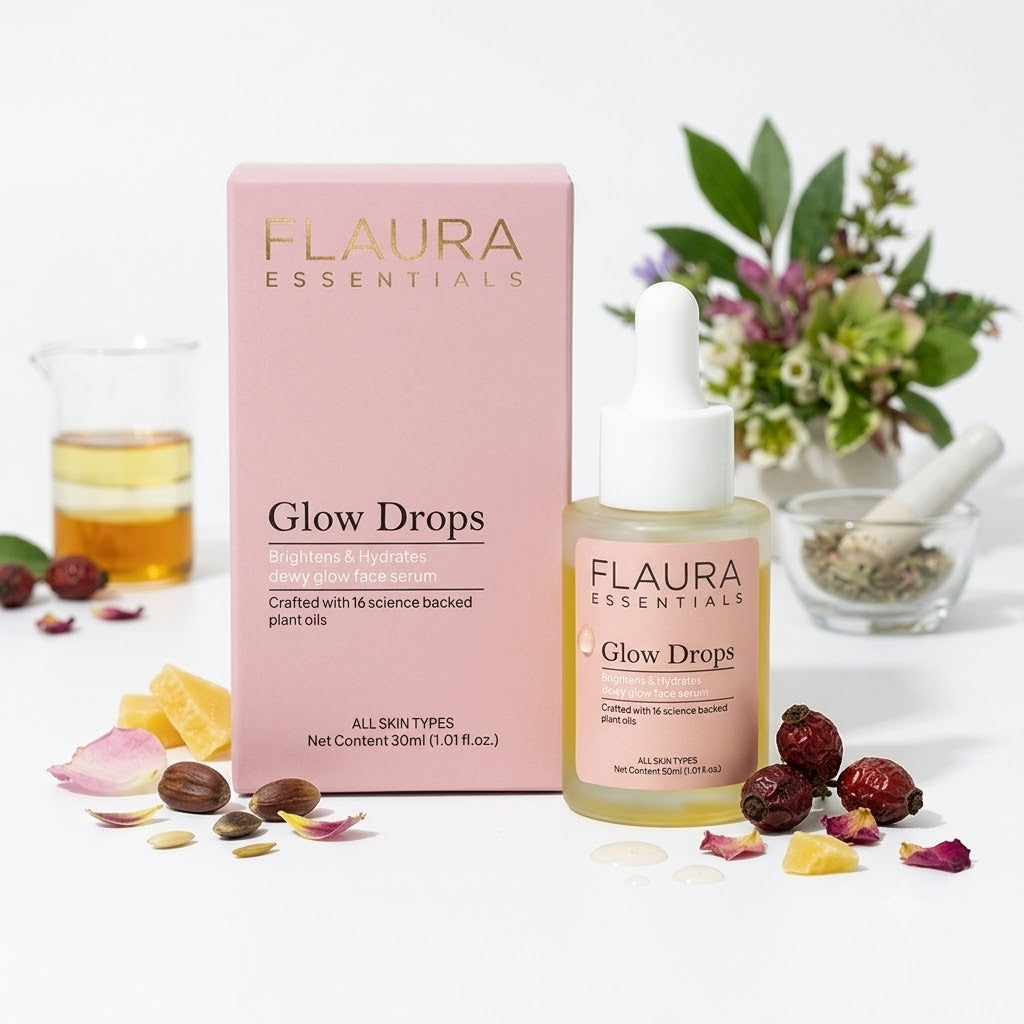 Flaura - Glow Drops Brightens & hydrates Dewy glow face Serum (30ml)