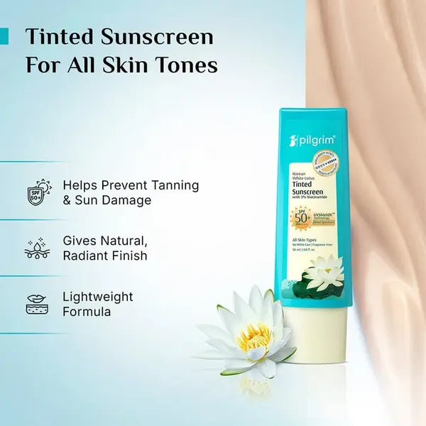 Pilgrim - Korean White Lotus Tinted Sunscreen Spf50+ Pa+++ (50ml)