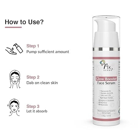 Fixderma - 5% Niacinamide Serum Glow Booster Face serum with 6.5% Mandelic Acid & 0.5% (30g)
