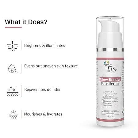 Fixderma - 5% Niacinamide Serum Glow Booster Face serum with 6.5% Mandelic Acid & 0.5% (30g)