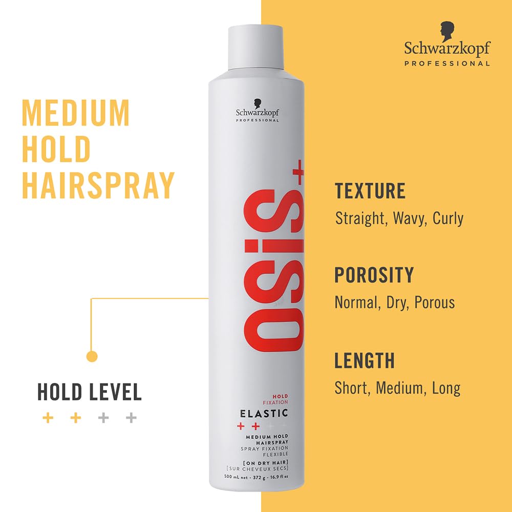 Schwarzkopf - Osis+ Hold Fixation ++++ Medium Hold Hair Spray Elastic (500ml)