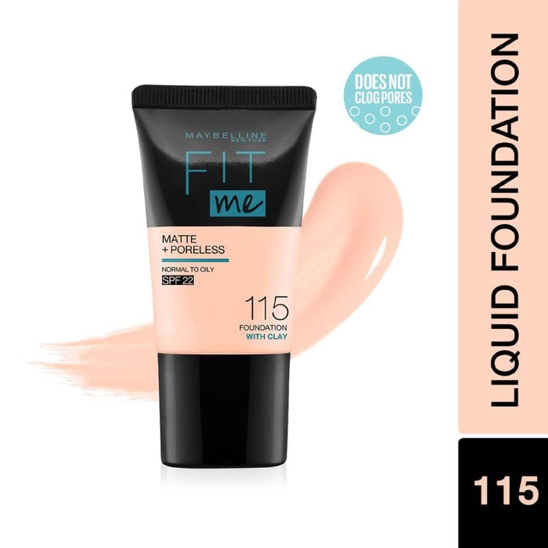 Maybelline New York Fit Me Matte+Poreless Liquid Foundation Tube SPF 22 (18mL)