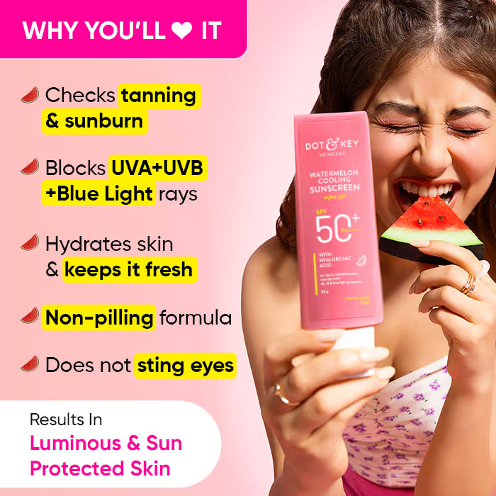 Dot & Key Watermelon Waterlight Face Sunscreen SPF 50 PA+++ No White Cast For Normal To Oily Skin (50 g)