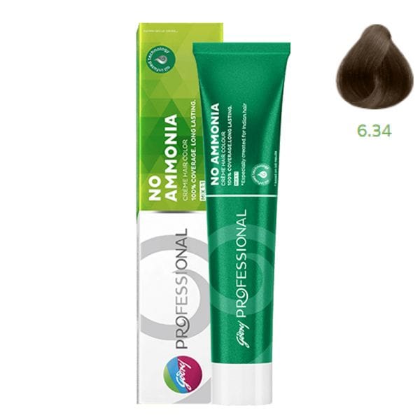 Godrej Professional - No Ammonia Cream (Hair Color – 6.34 Dark Blonde with Gold Copper) - 70g