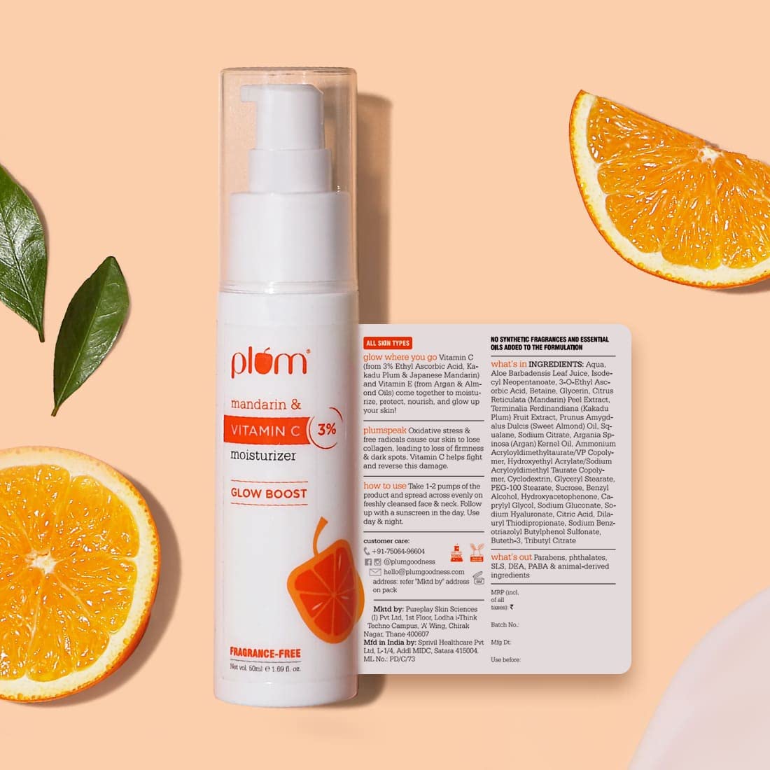 Plum - 3% Vitamin C Moisturizer with Mandarin | For Glowing Skin (50mL)