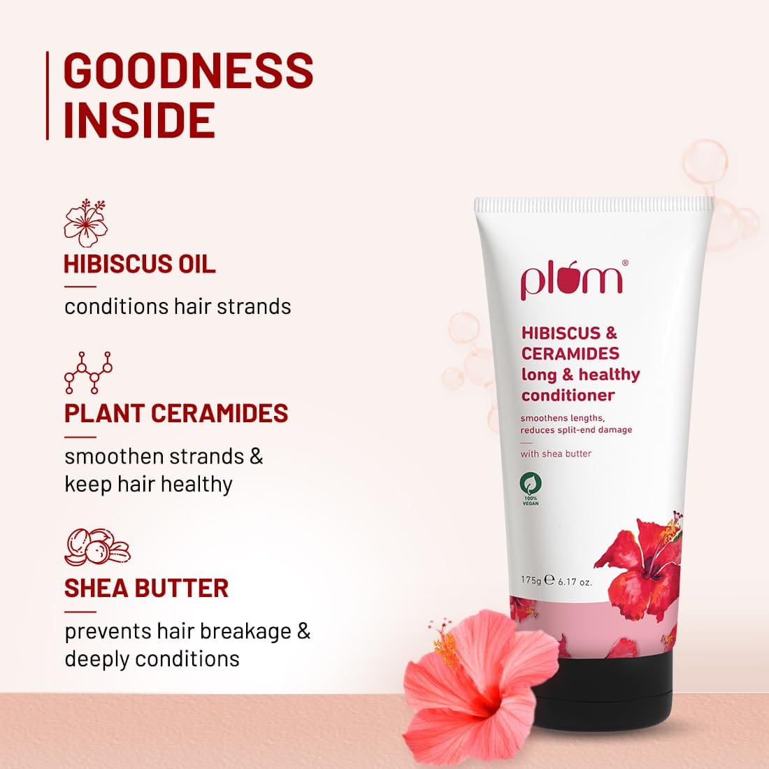 Plum - Hibiscus Conditioner with Ceramides for Healthy, Long Hair (175g)
