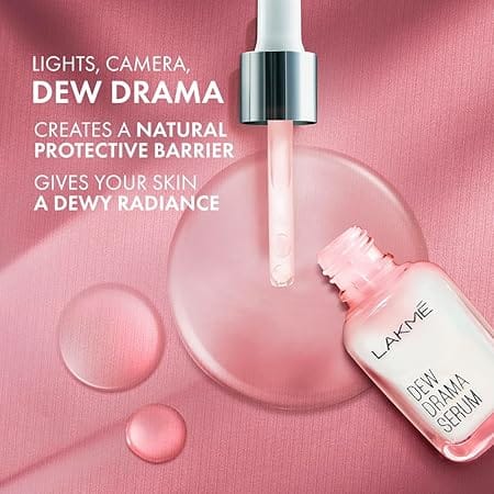 Lakme - Dew Drama Serum, 6% Vit B3, E, F & Pro-Ceramides for Skin Barrier & Dewy Radiance (30ml)