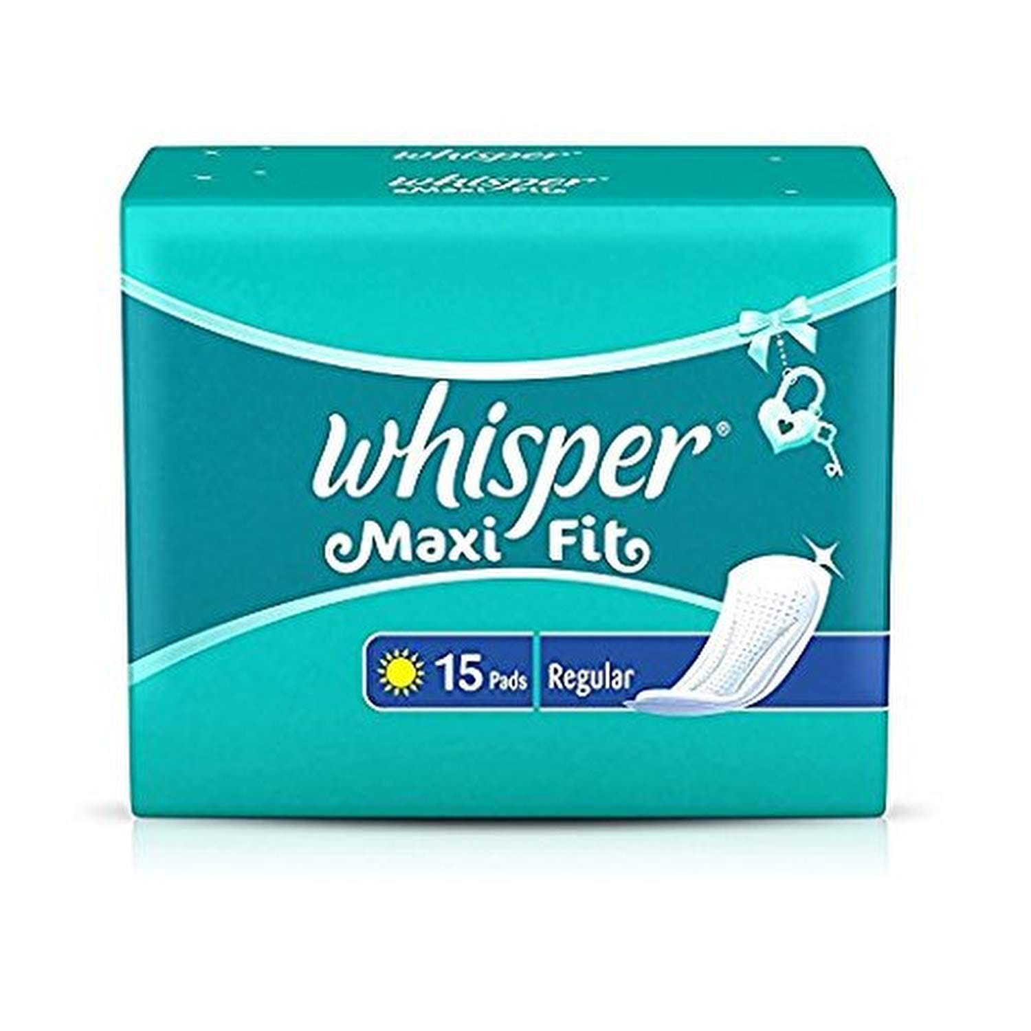 Whisper - Maxi Nights Sanitary Pads for Women, Regular, 15 Napkins (Pack of 1)