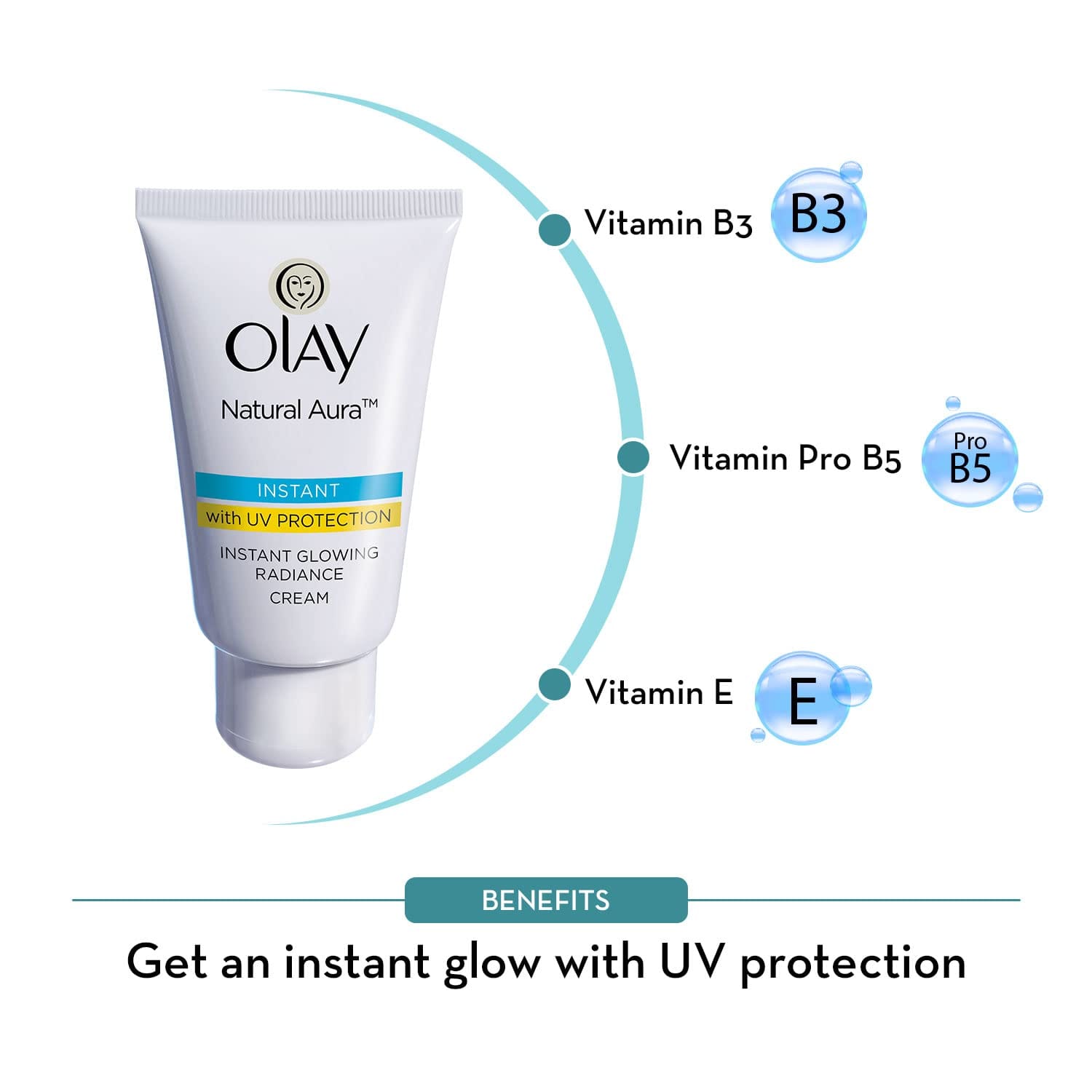 Olay - Natural Aura Instant Day Cream with SPF 15 | Glowing Radiance Cream (40g)