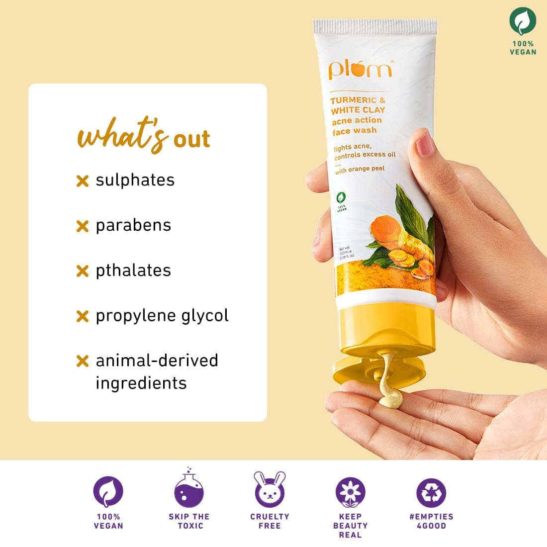 Plum - Turmeric & White Clay Acne Action Face Wash (100mL)