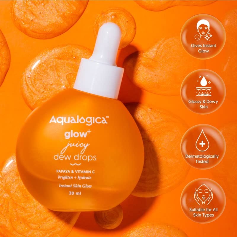 Aqualogica - Glow+ Juicy Dew Drops Liquid Highlighter for Instant Glow & Shimmer (30mL)