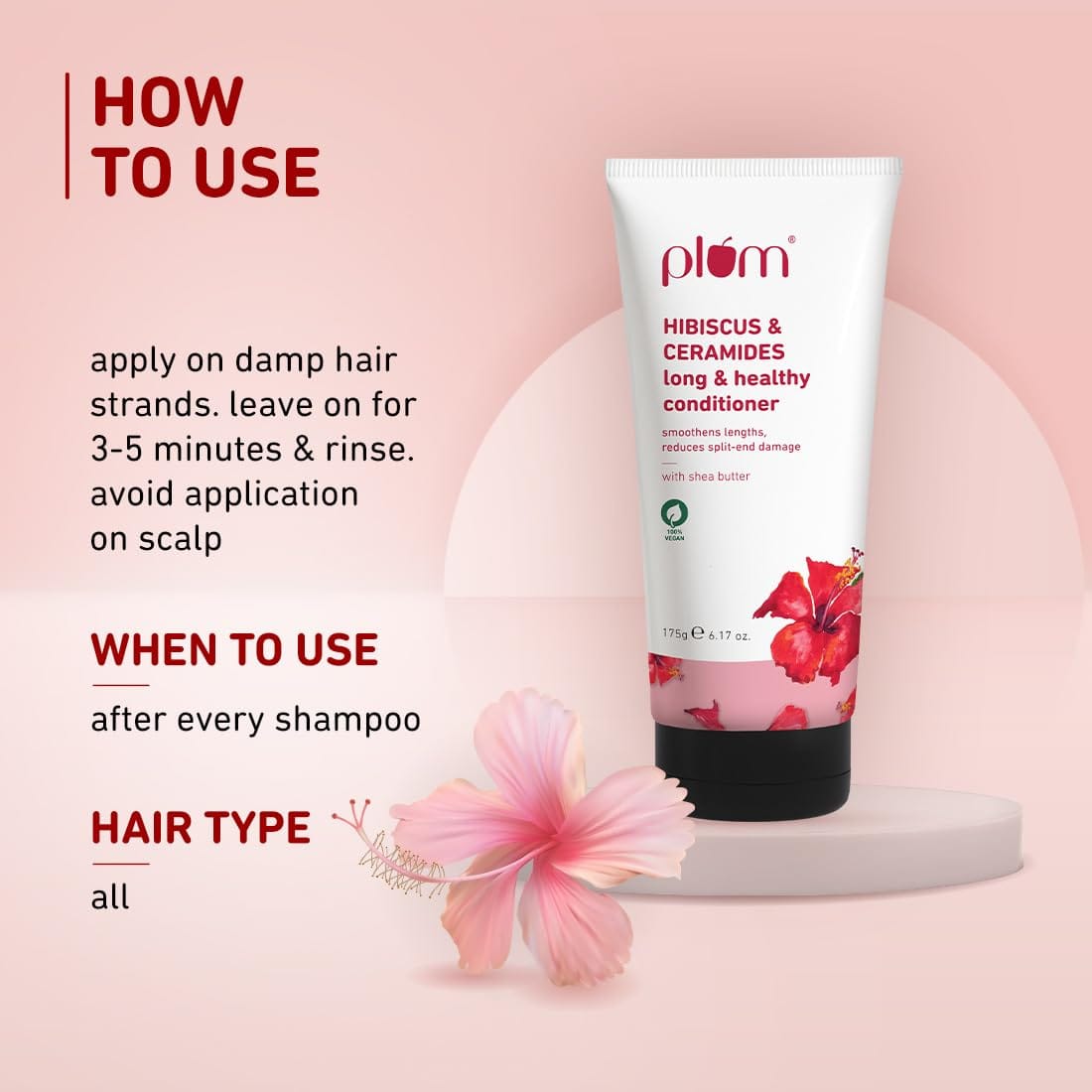Plum - Hibiscus Conditioner with Ceramides for Healthy, Long Hair (175g)