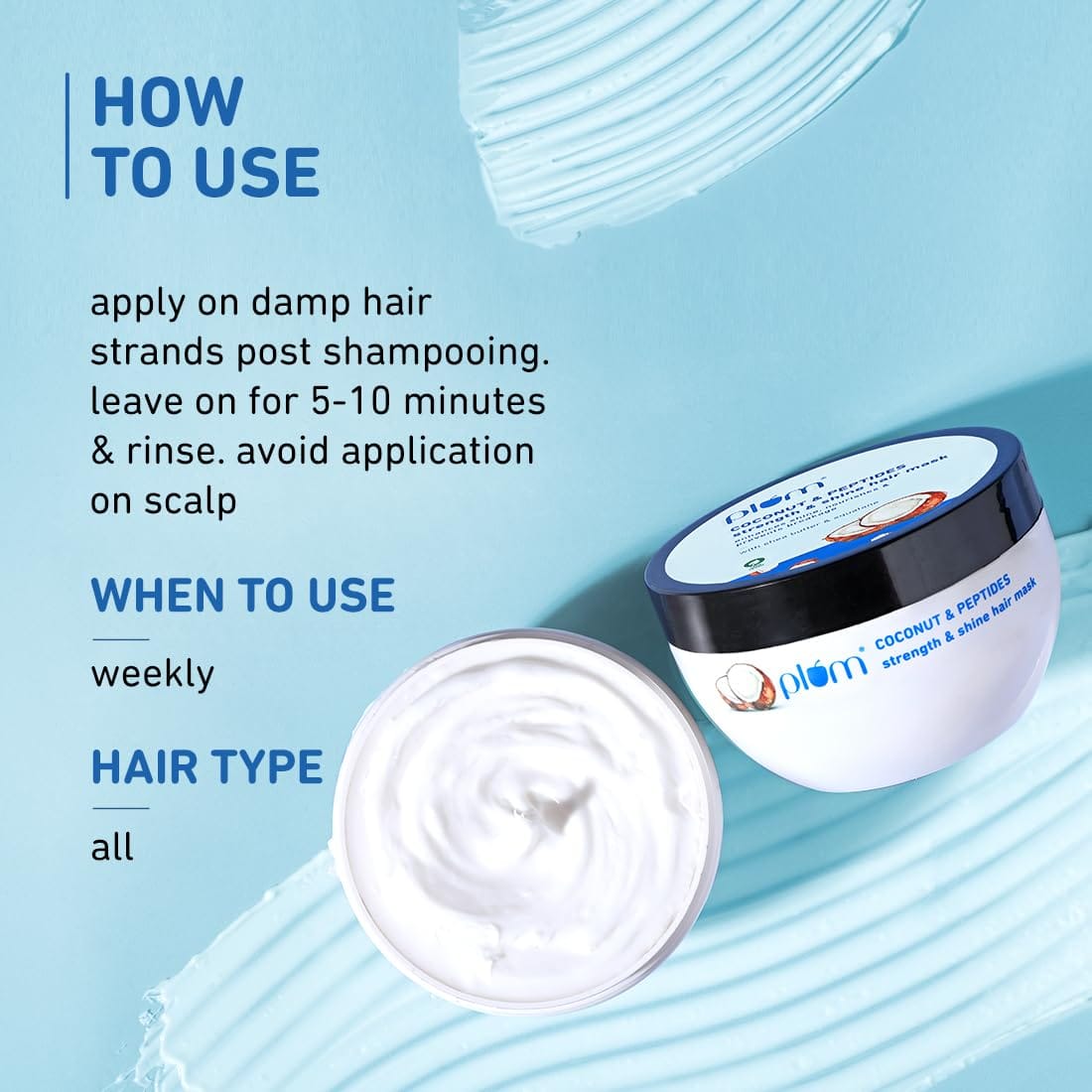 Plum - Coconut Hair Mask for Dull, Dry and Frizzy Hair with Coconut Oil (200g)