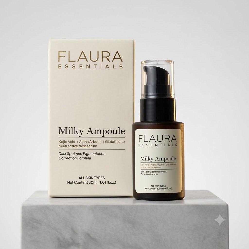 Flaura - Milky Ampoule Kojic Acid Alpha Arbutin Glutanthione Multi Active Face serum (30ml)