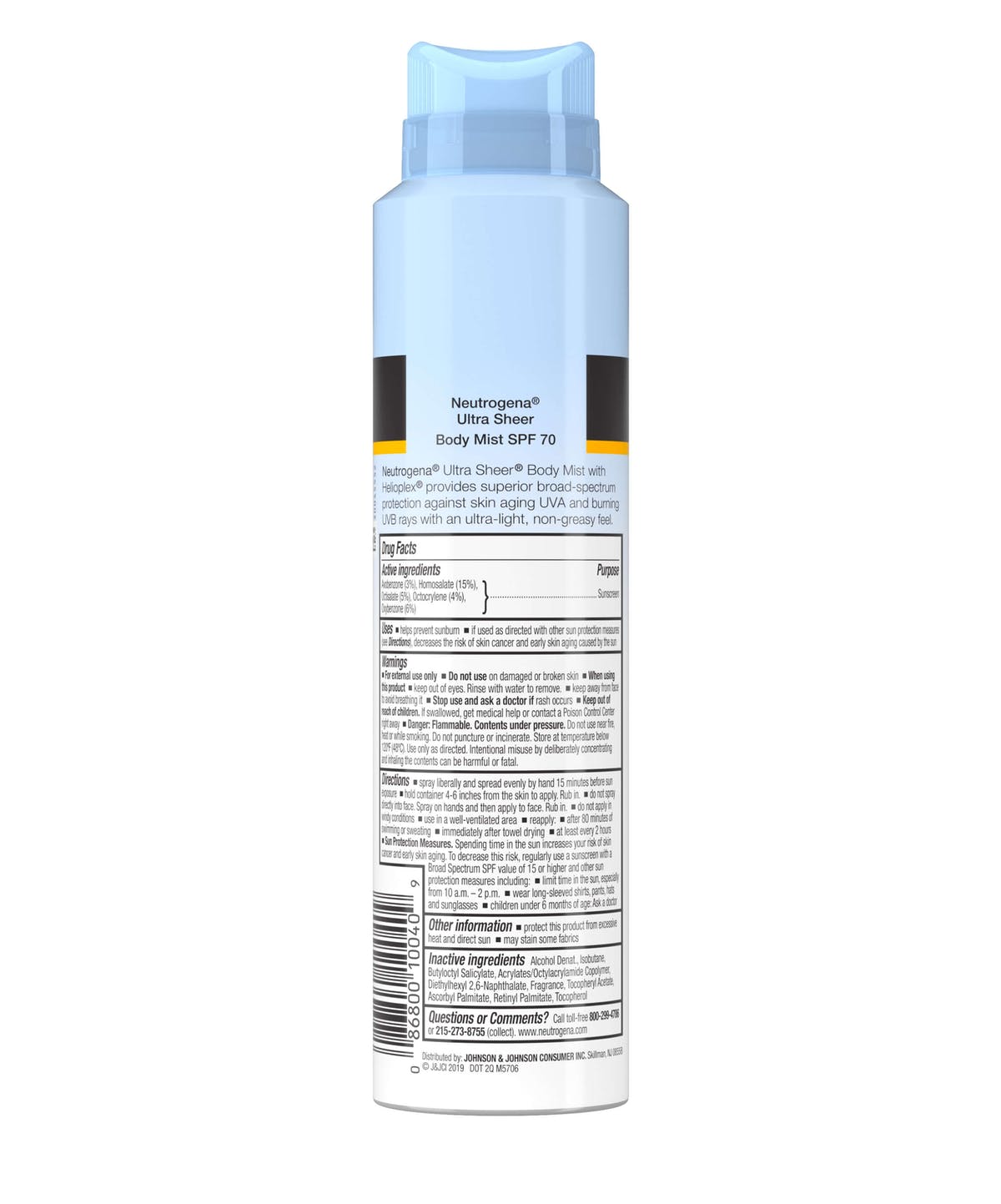 Neutrogena - Ultra Sheer Lightweight Sunscreen Spray, SPF 70 (141g)