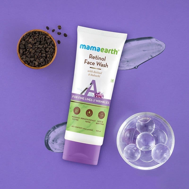 Mamaearth Retinol Face Wash With Retinol & Bakuchi For Fine Lines And Wrinkles (100mL)