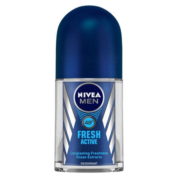 NIVEA - Men Deodorant Roll On, Fresh Active, 48h Long lasting Freshness (50mL)
