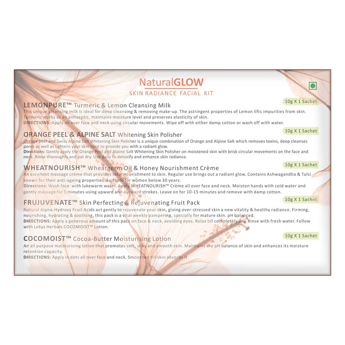 Lotus Herbals - Natural Glow Kit Skin Radiance Facial Kit (50g)