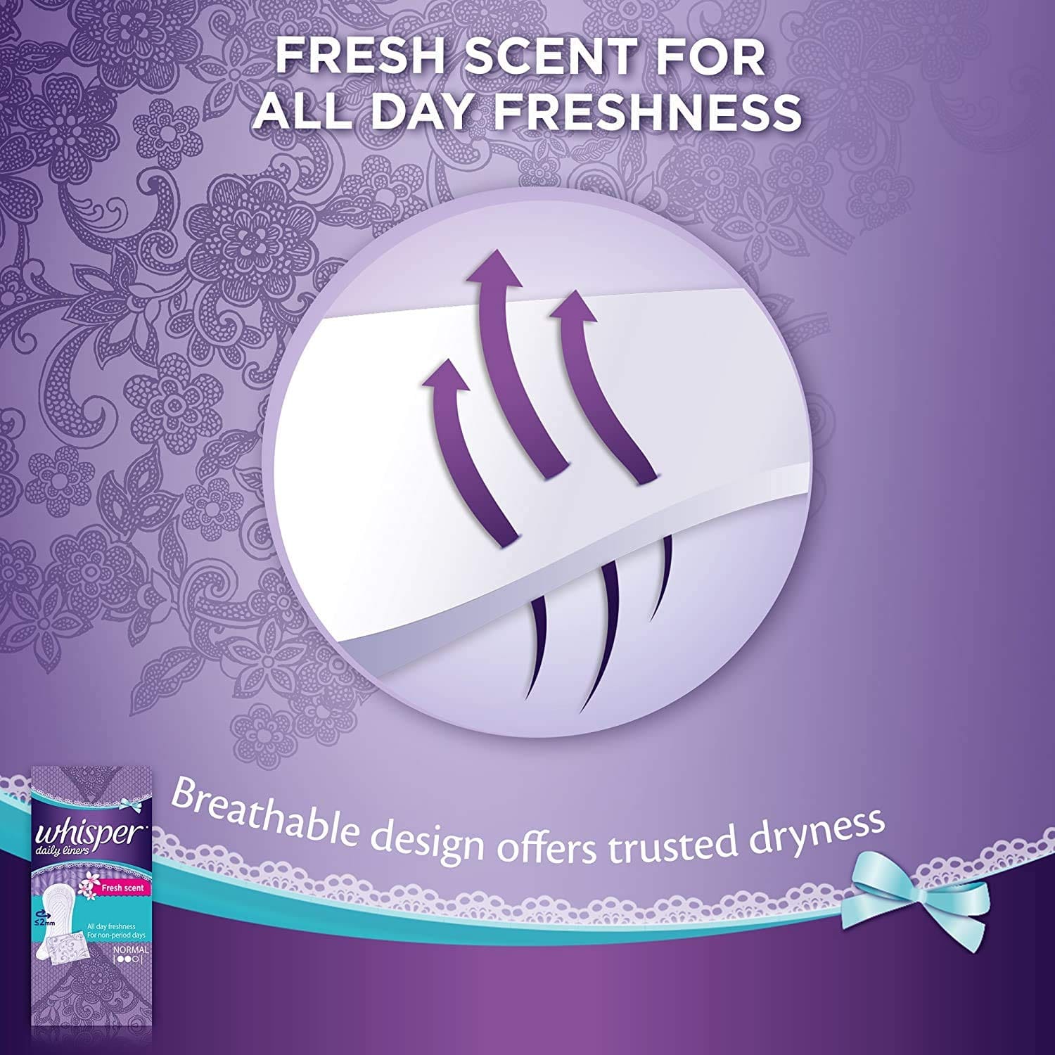 Whisper - Clean and Fresh Daily Liners 20 Count Sanitary pads for women (Pack of 1)