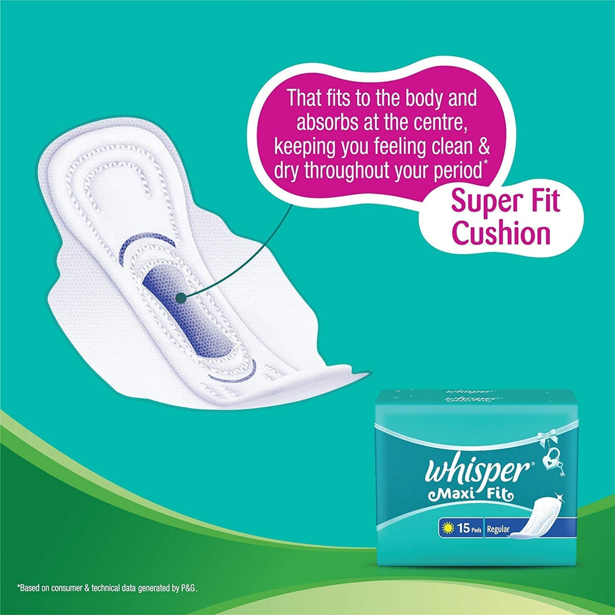 Whisper - Maxi Nights Sanitary Pads for Women, Regular, 15 Napkins (Pack of 1)