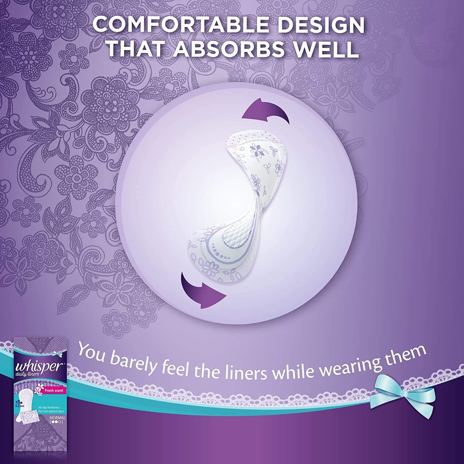 Whisper - Clean and Fresh Daily Liners 20 Count Sanitary pads for women (Pack of 1)
