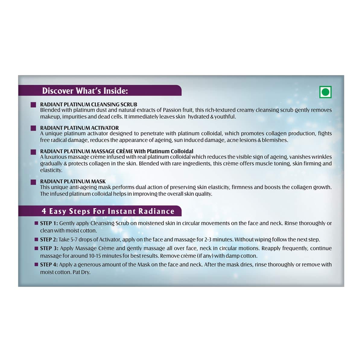Lotus Herbals - Radiant Platinum Anti-Ageing Facial Kit