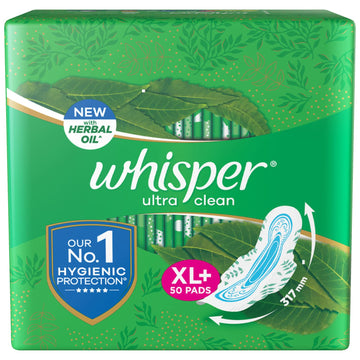 Whisper - Ultra Clean Sanitary Pads For Women, X-Large +, Pack of 50 Napkins - 50Pads