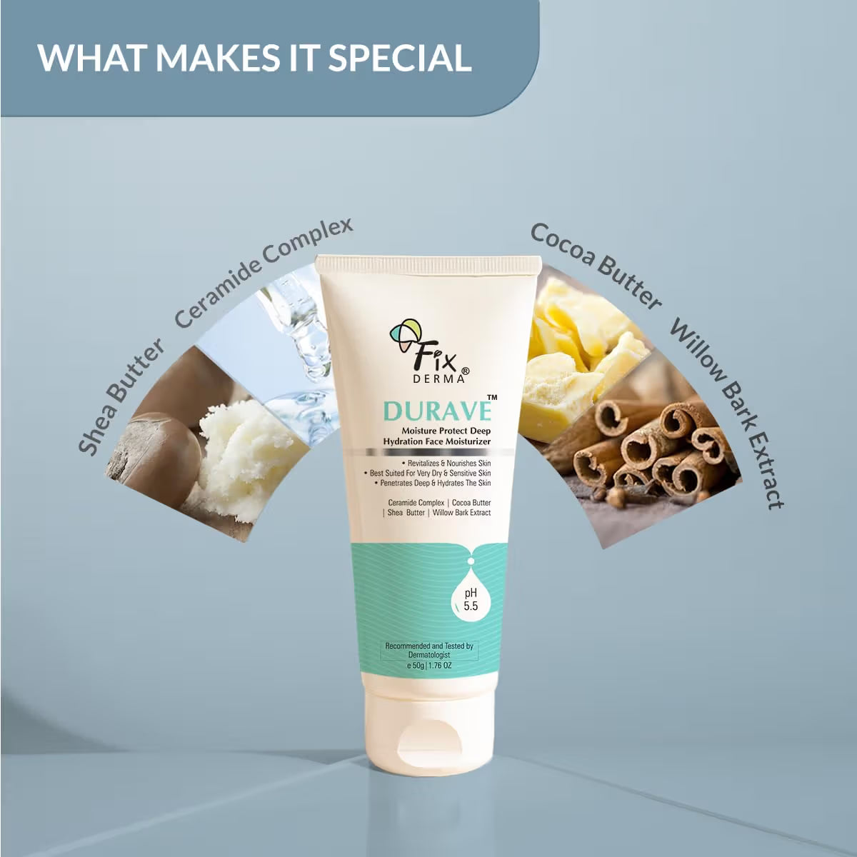 Fixderma - Durave Deep Hydration Face Moisturizer With Cocoa & Shea Butter (50g)