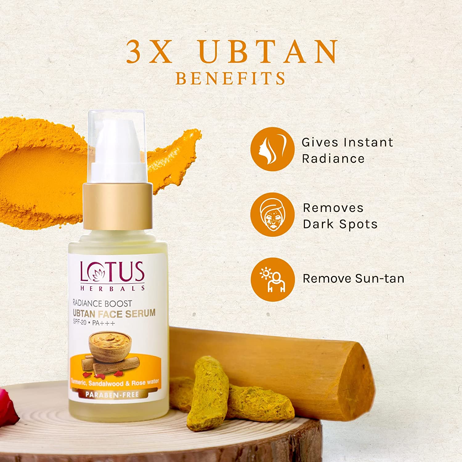 Lotus Herbals - Radiance Boost Ubtan Face Serum SPF 20 (30mL)