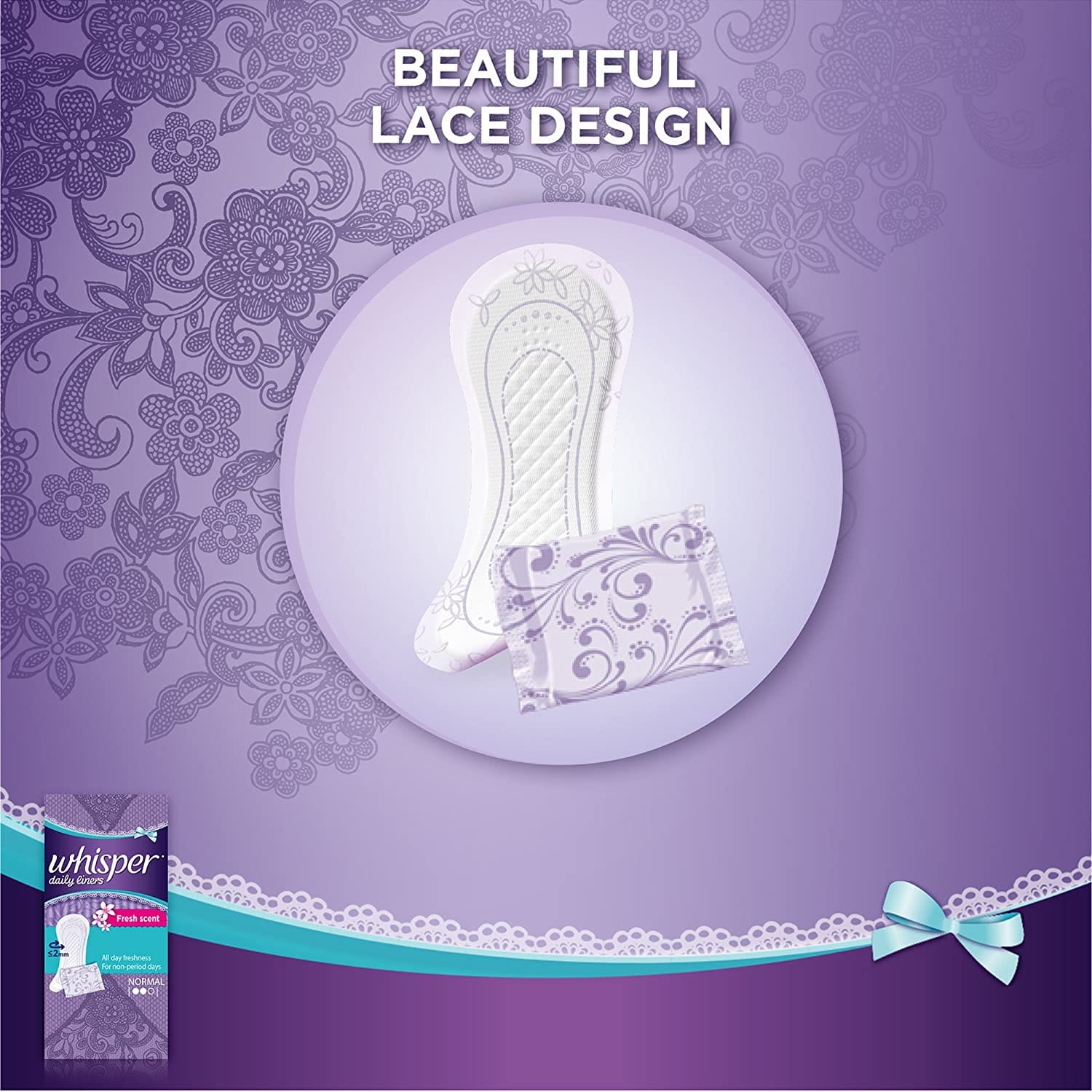 Whisper - Clean and Fresh Daily Liners, 40 Sanitary pads for women (Pack of 1)